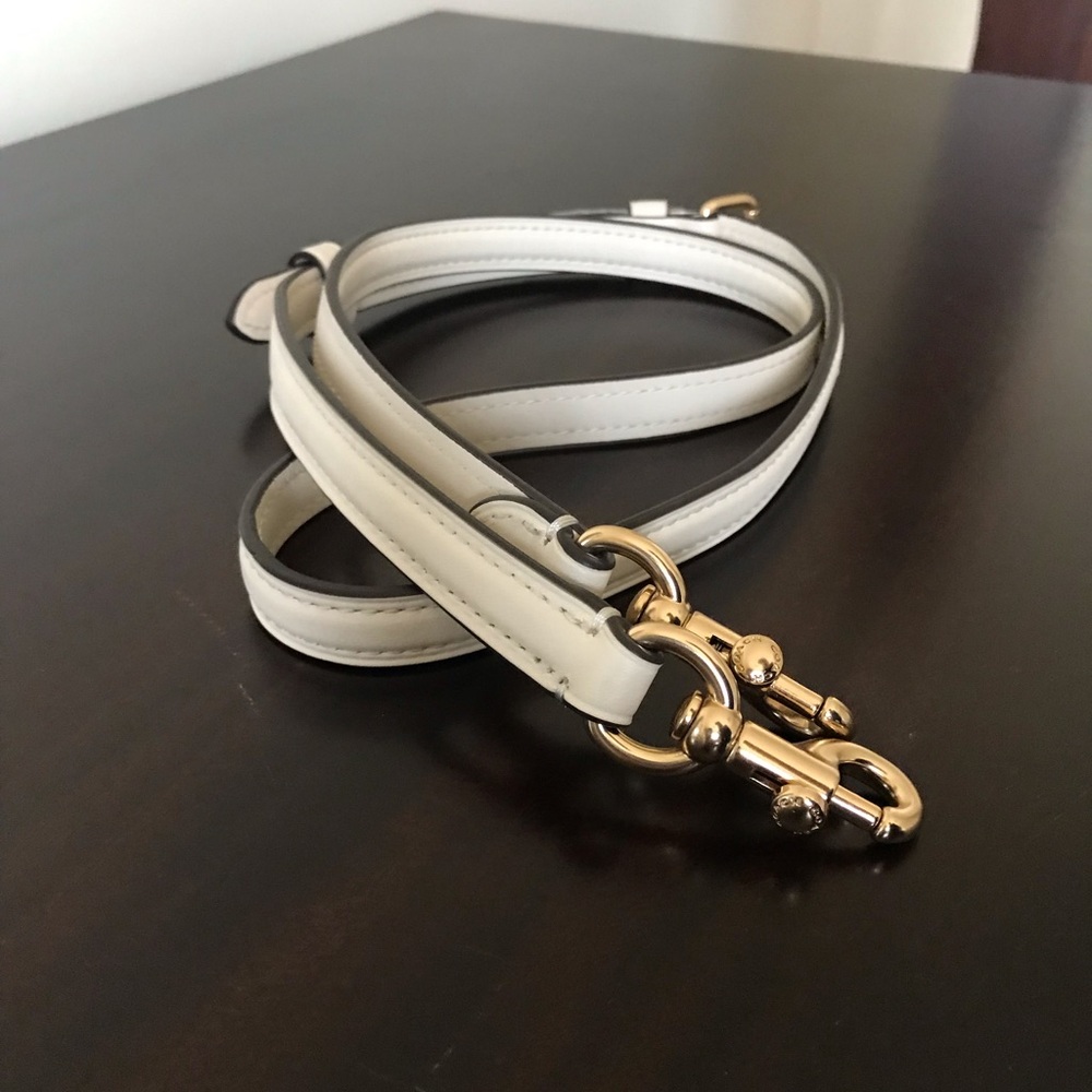 Coach Leather Purse Strap, Chalk White / Gold